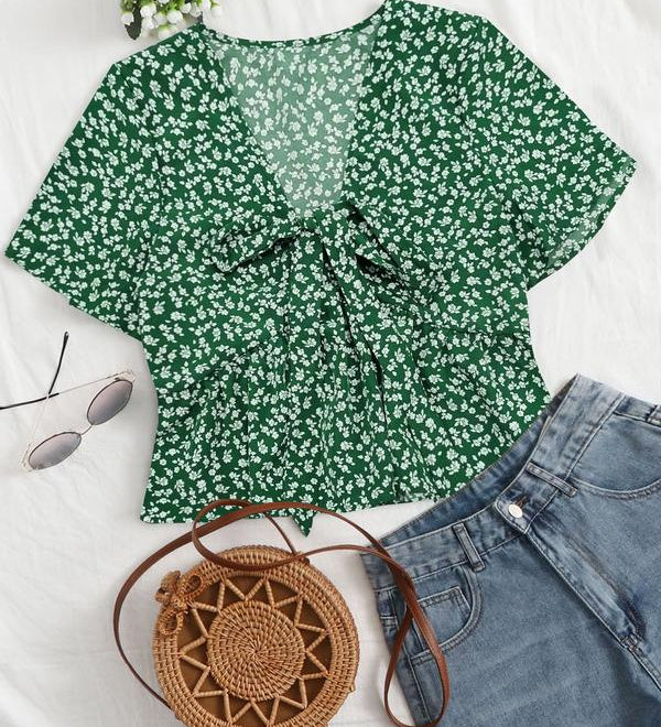 Althea Casual Summer V-Neck Flowy Top | Breezy Elegant Summer Top