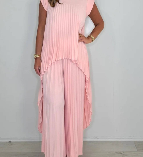 Sherry™ Pleated Midi Top & Wide-Leg Pants Set | Elegant Two-Piece Set