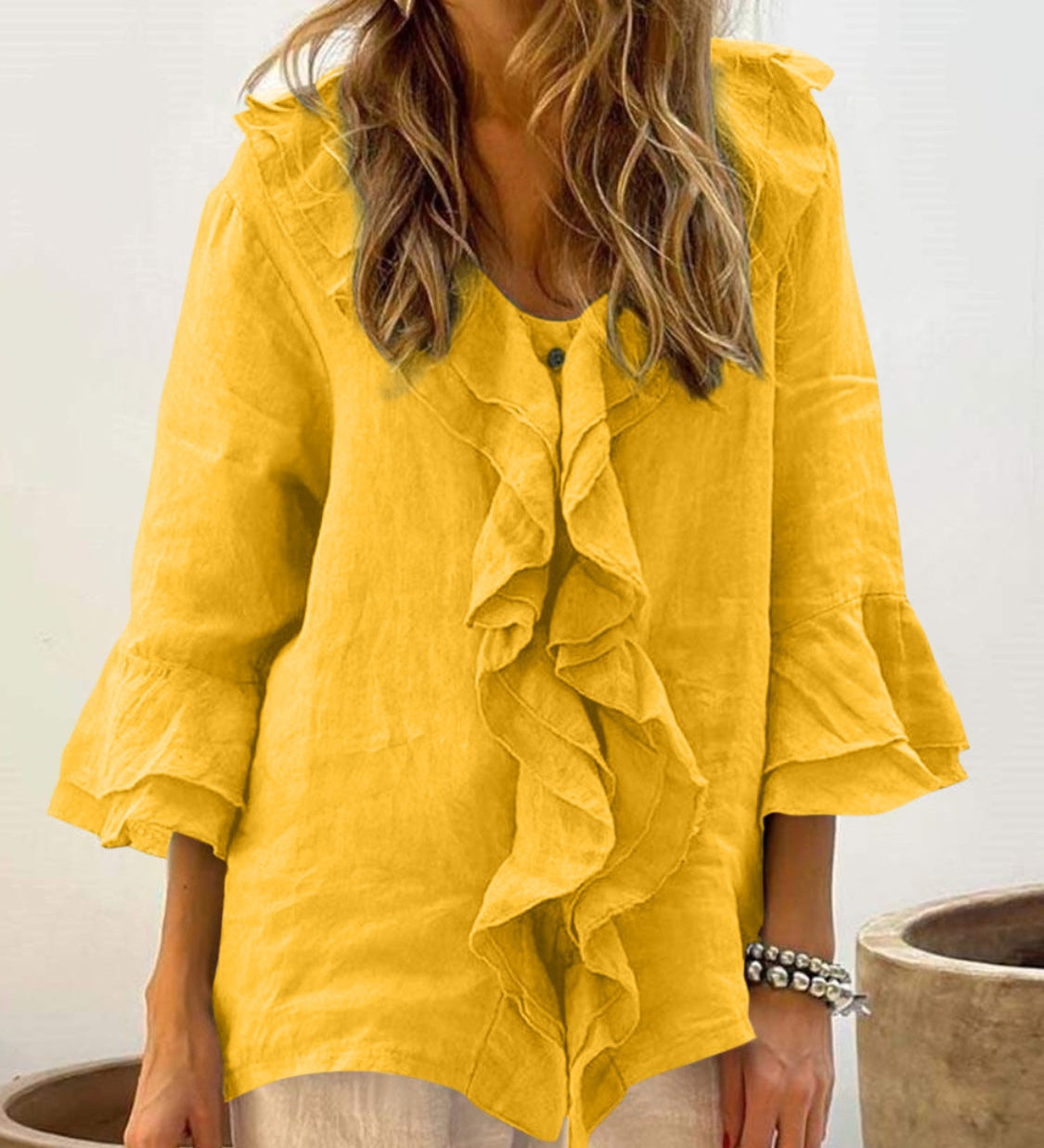 NADINE™ | Women Chic Bell Sleeve Ruffle Top