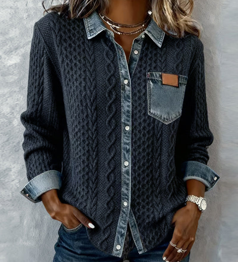Jane | Soft Denim Patchwork Shirt