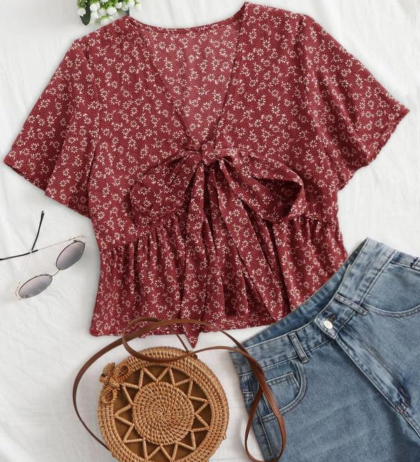 Althea Casual Summer V-Neck Flowy Top | Breezy Elegant Summer Top