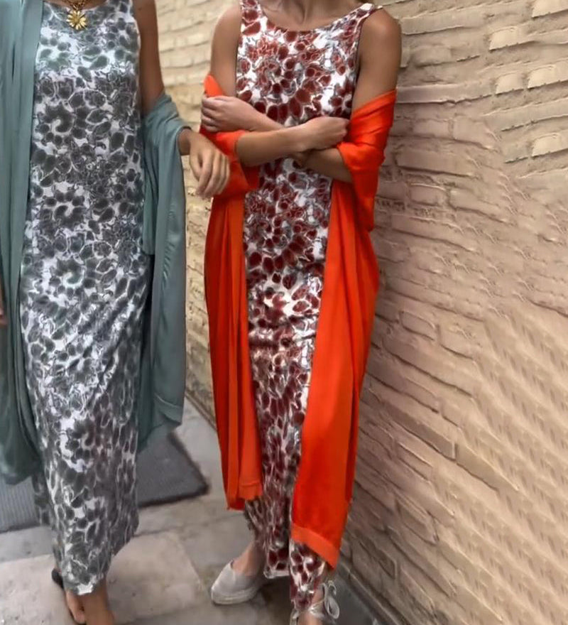 Veronica™ Elegant Two-Piece Set | Flowing Maxi Dress and Lightweight Jacket