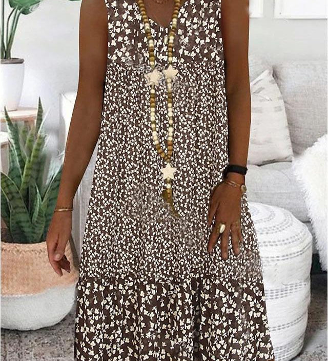 Ann - Sleeveless Floral V-Neck Dress