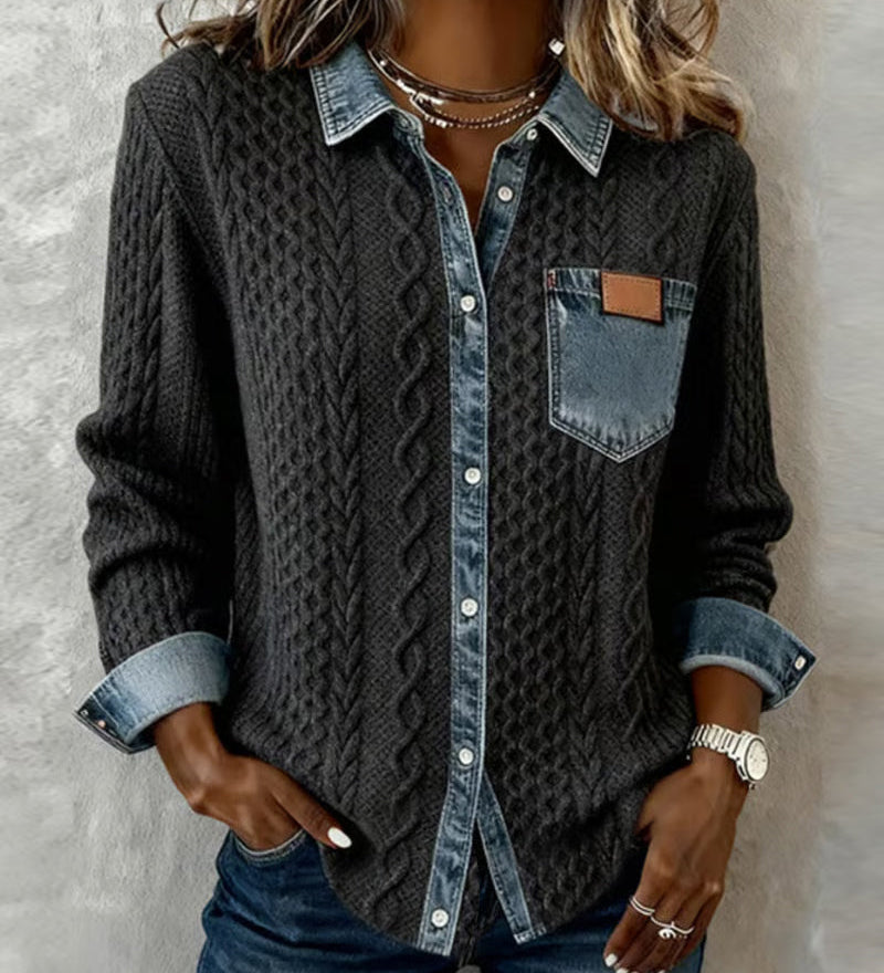 Jane | Soft Denim Patchwork Shirt