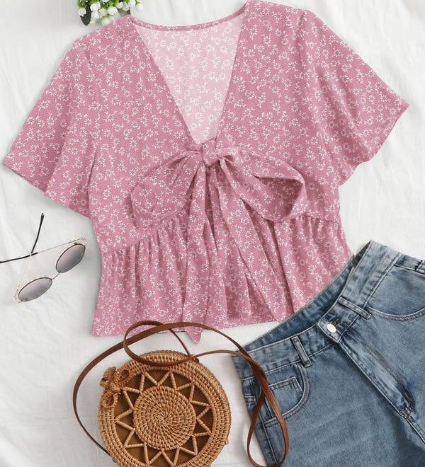 Althea Casual Summer V-Neck Flowy Top | Breezy Elegant Summer Top