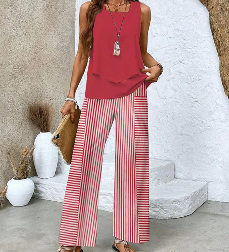 Juliette™ Elegant Two-Piece Set | Flowing Blouse and Wide-Leg Trousers
