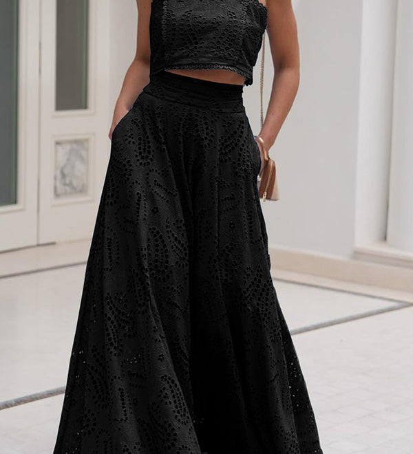 Larissa™ Embroidered Top & High-Waist Maxi Skirt Set | Elegant Two Piece Outfit