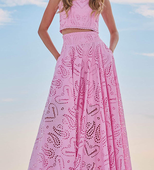 Larissa™ Embroidered Top & High-Waist Maxi Skirt Set | Elegant Two Piece Outfit