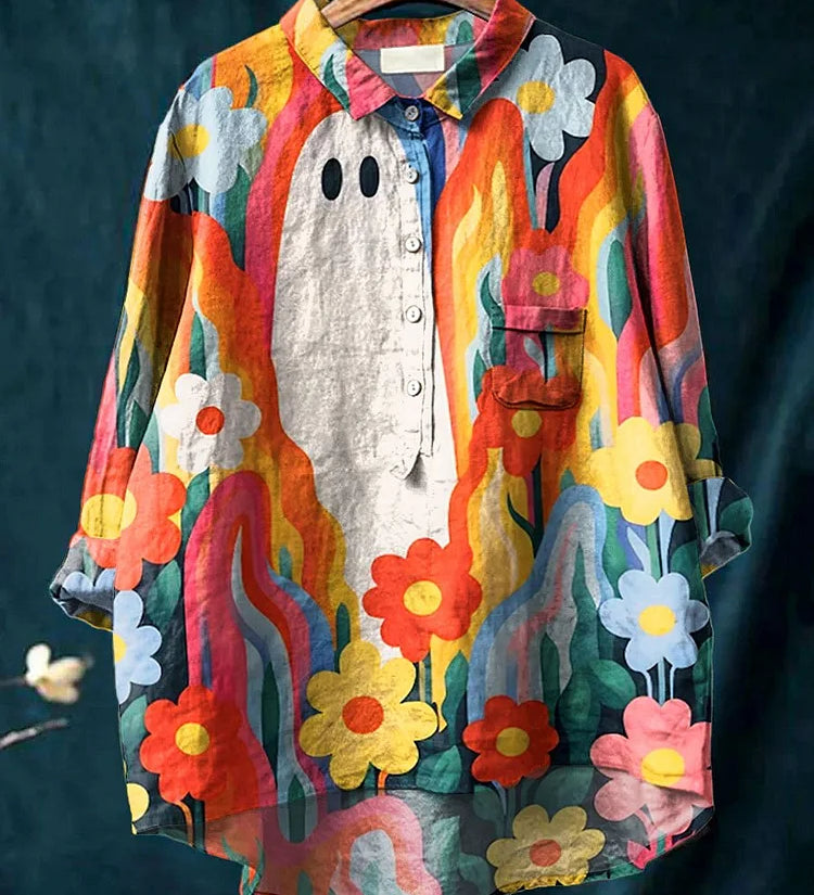 Mayla Plant Art Shirt | Artistic Long Sleeve Shirt