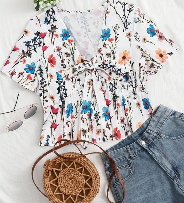Althea Casual Summer V-Neck Flowy Top | Breezy Elegant Summer Top