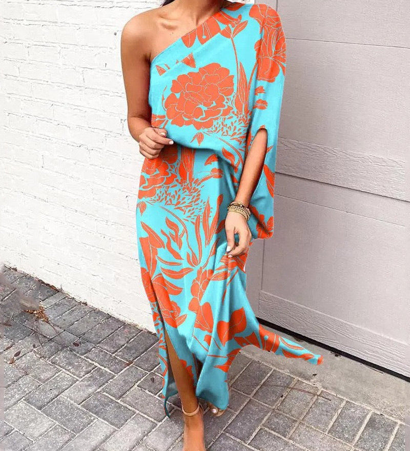Lilian - One-Shoulder Floral Maxi Dress