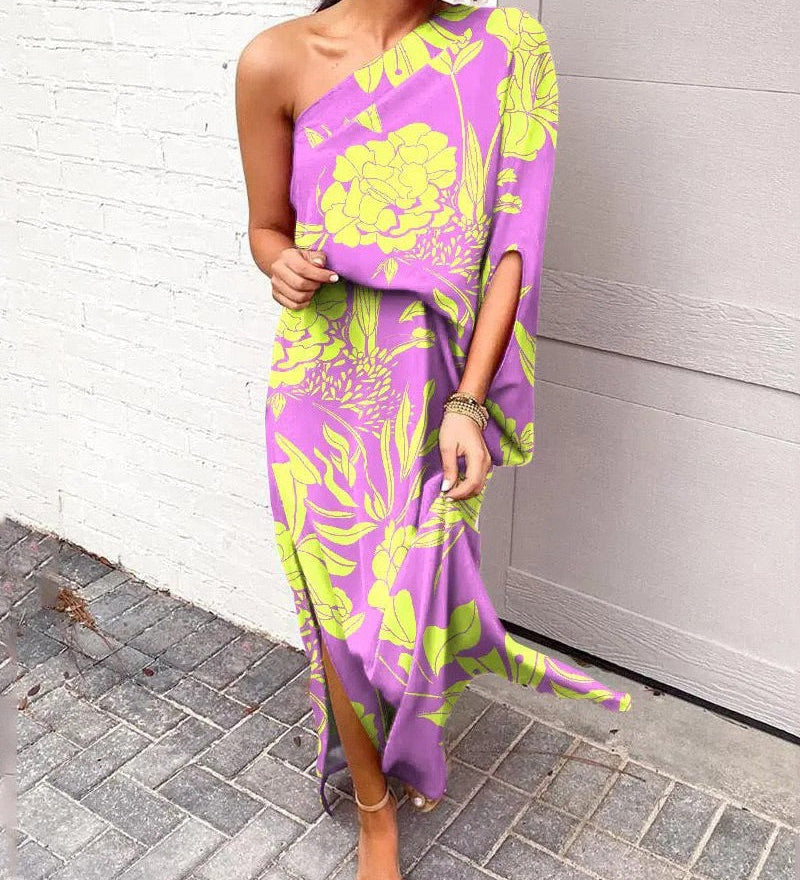 Lilian - One-Shoulder Floral Maxi Dress