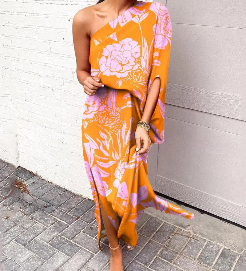 Lilian - One-Shoulder Floral Maxi Dress