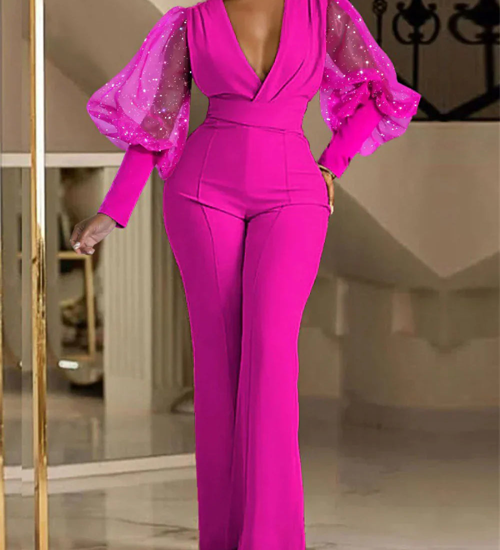 Mikaela™ Elegant Jumpsuit | Embellished Wrap-Front Jumpsuit