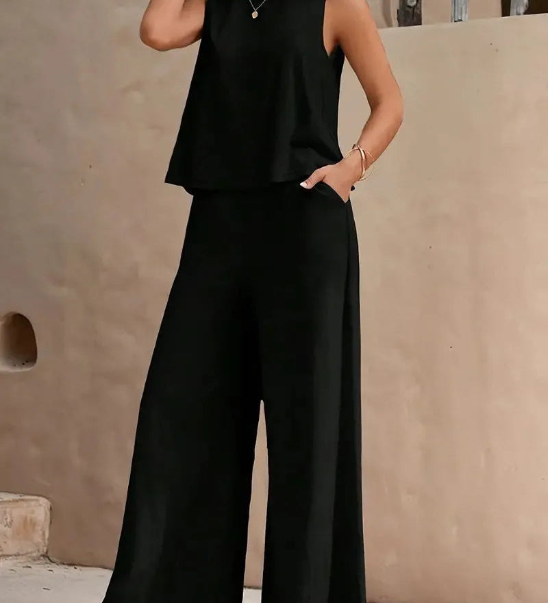 Danielle™ Sleeveless Two-Piece Set | Sleeveless Top and Wide-Leg Pants