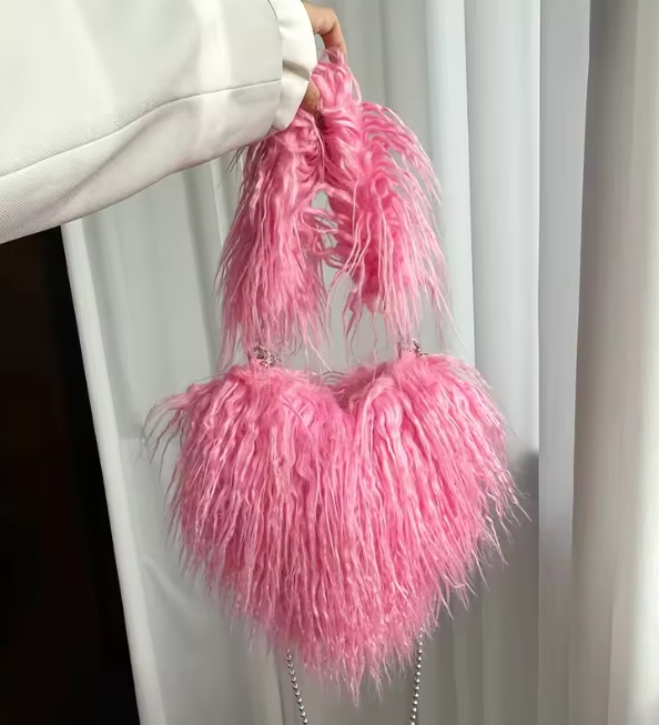 Felize | Women Heart Plush Crossbody Bag
