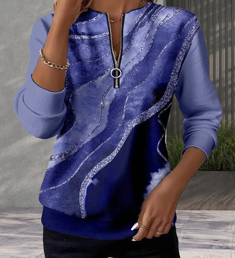 Emma | Half-Zip Sweatshirt With Vintage Print