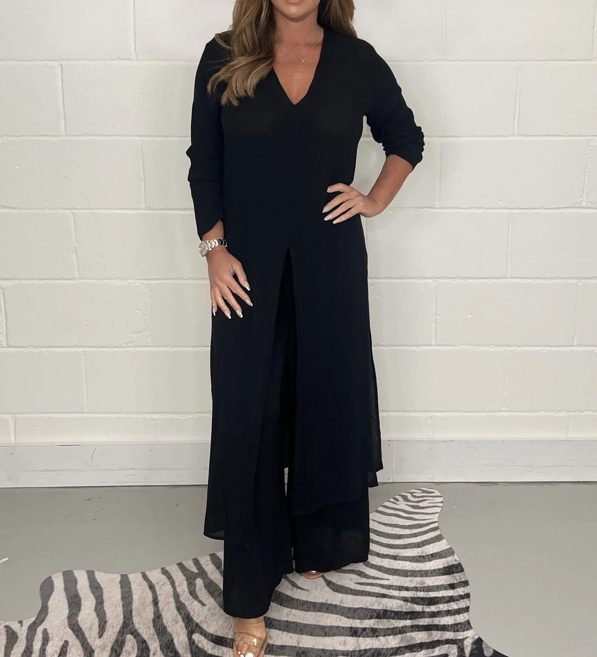 Cherly™ Comfy Two-Piece Set | Flowy Blouse and Wide-Leg Trousers