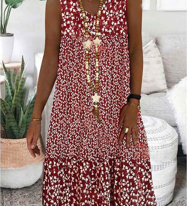 Ann - Sleeveless Floral V-Neck Dress