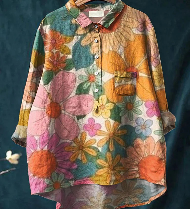 Lara Floral Art Shirt | Artistic Long Sleeve Shirt