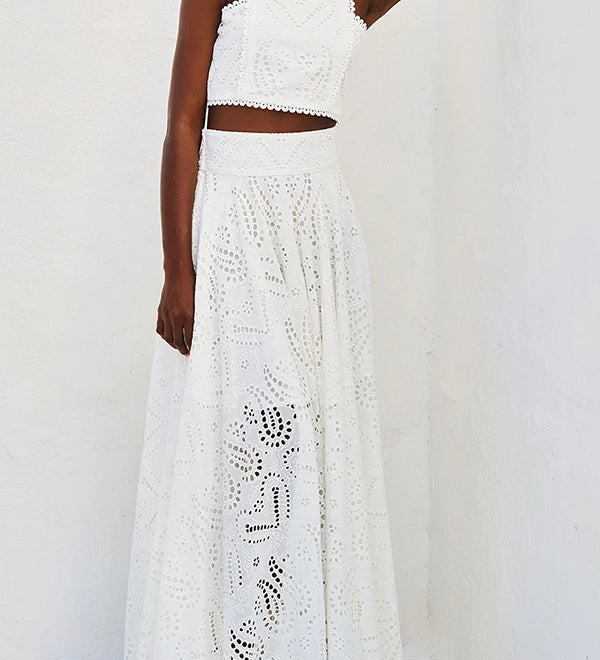 Larissa™ Embroidered Top & High-Waist Maxi Skirt Set | Elegant Two Piece Outfit