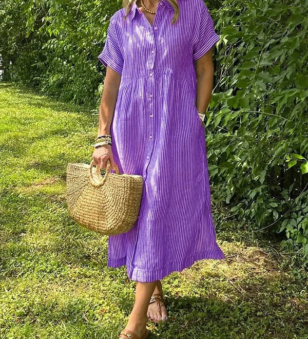 Vanessa - Striped Button-Up Dress