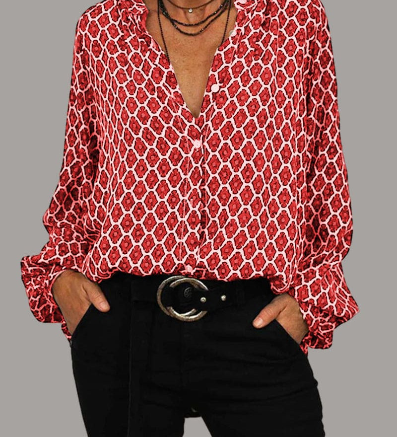Elvira | Geometric Women V-Neck Blouse